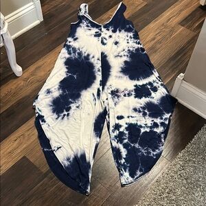 Blue and White Tie-Dye Jumpsuit